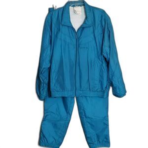 Adidas Teal Windbreaker Jacket Pant Set Women's Large VINTAGE